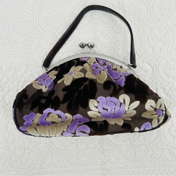 Rare Vintage Bag Purse Glenda Gies Floral Chenille Tapestry Kisslock Handbag - Picture 5 of 9